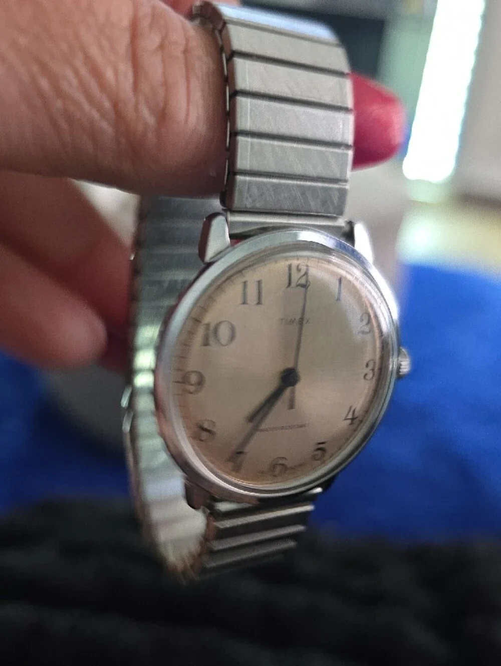 Timex Silver Watch with Cream Dial and Black Hands